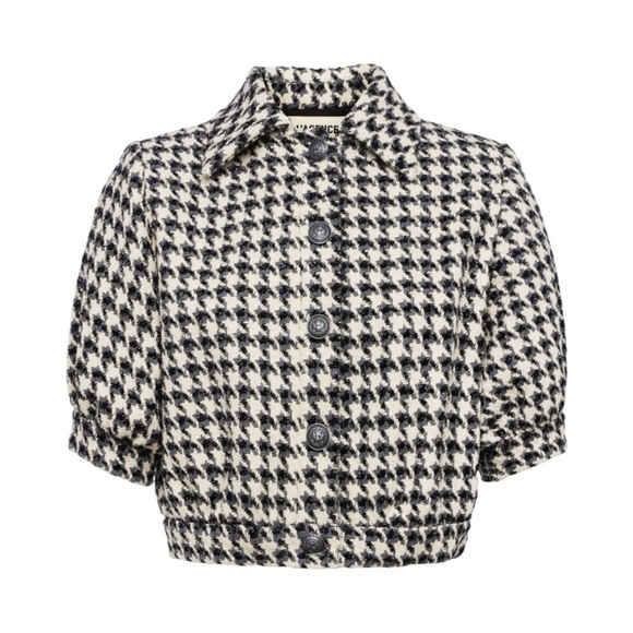 L'AGENCE Cove Crop Short Sleeve Houndstooth Jacket - Size 8